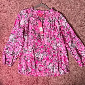 Lilly Pulitzer Silk Elasa Top - print with purpose breast cancer